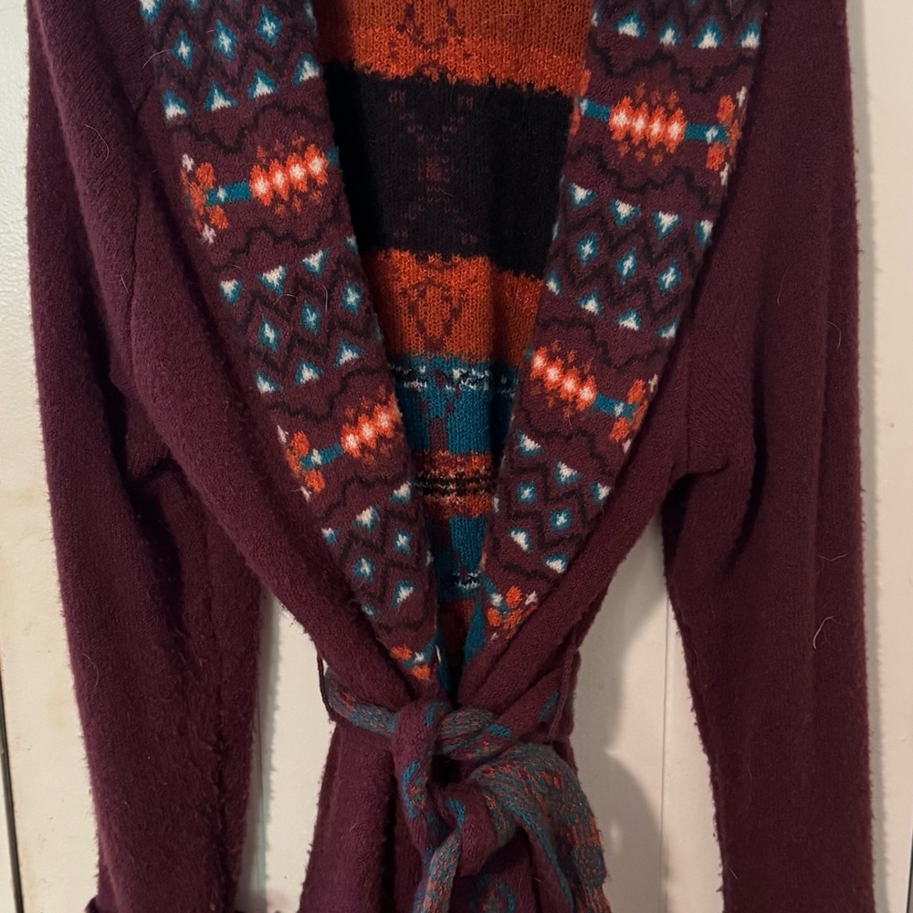 Wrangler Burgundy and Multicolor Cardigan